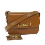 CELINE Shoulder Bag Leather Brown  10354