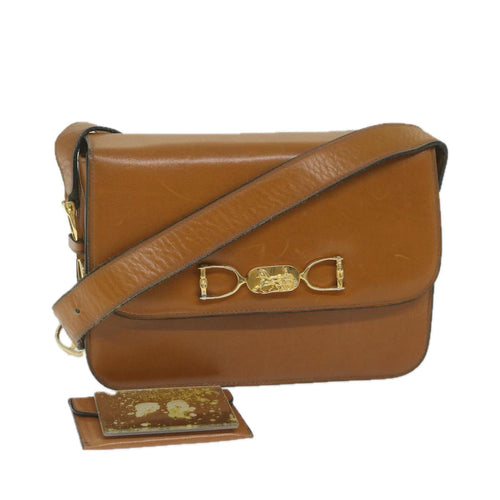 CELINE Shoulder Bag Leather Brown  10354