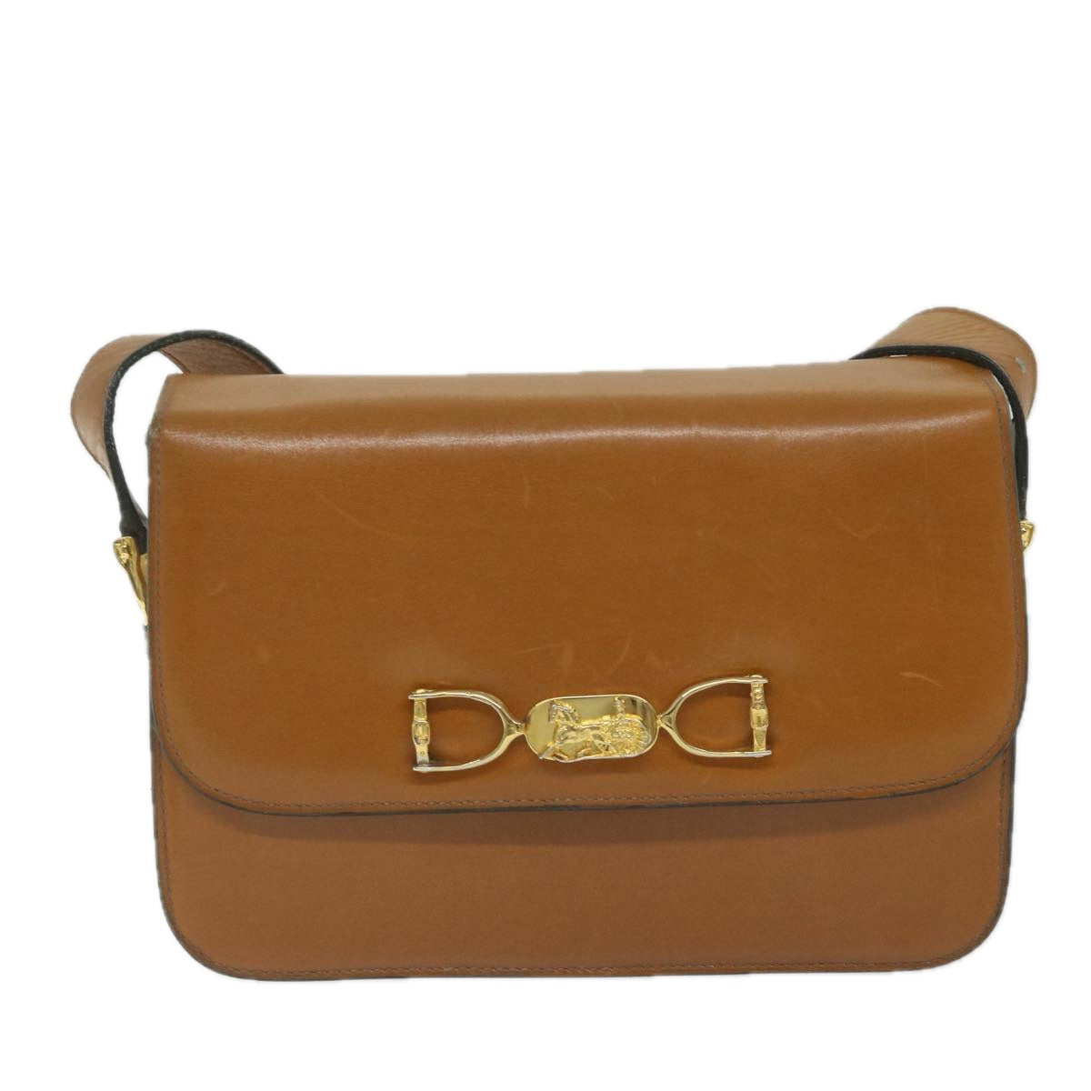 CELINE Shoulder Bag Leather Brown  10354
