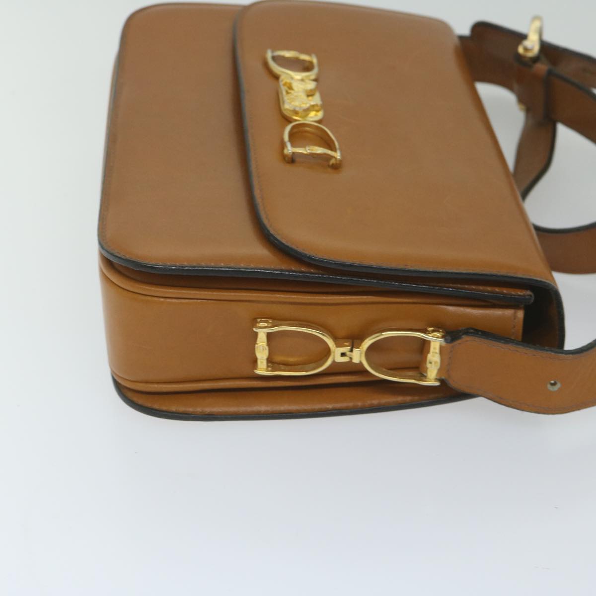 CELINE Shoulder Bag Leather Brown  10354