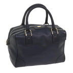 CELINE Hand Bag Leather Navy  10419