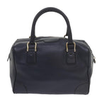 CELINE Hand Bag Leather Navy  10419