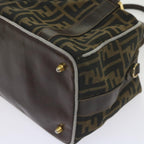 FENDI Zucca Canvas Hand Bag Black Brownbs10443