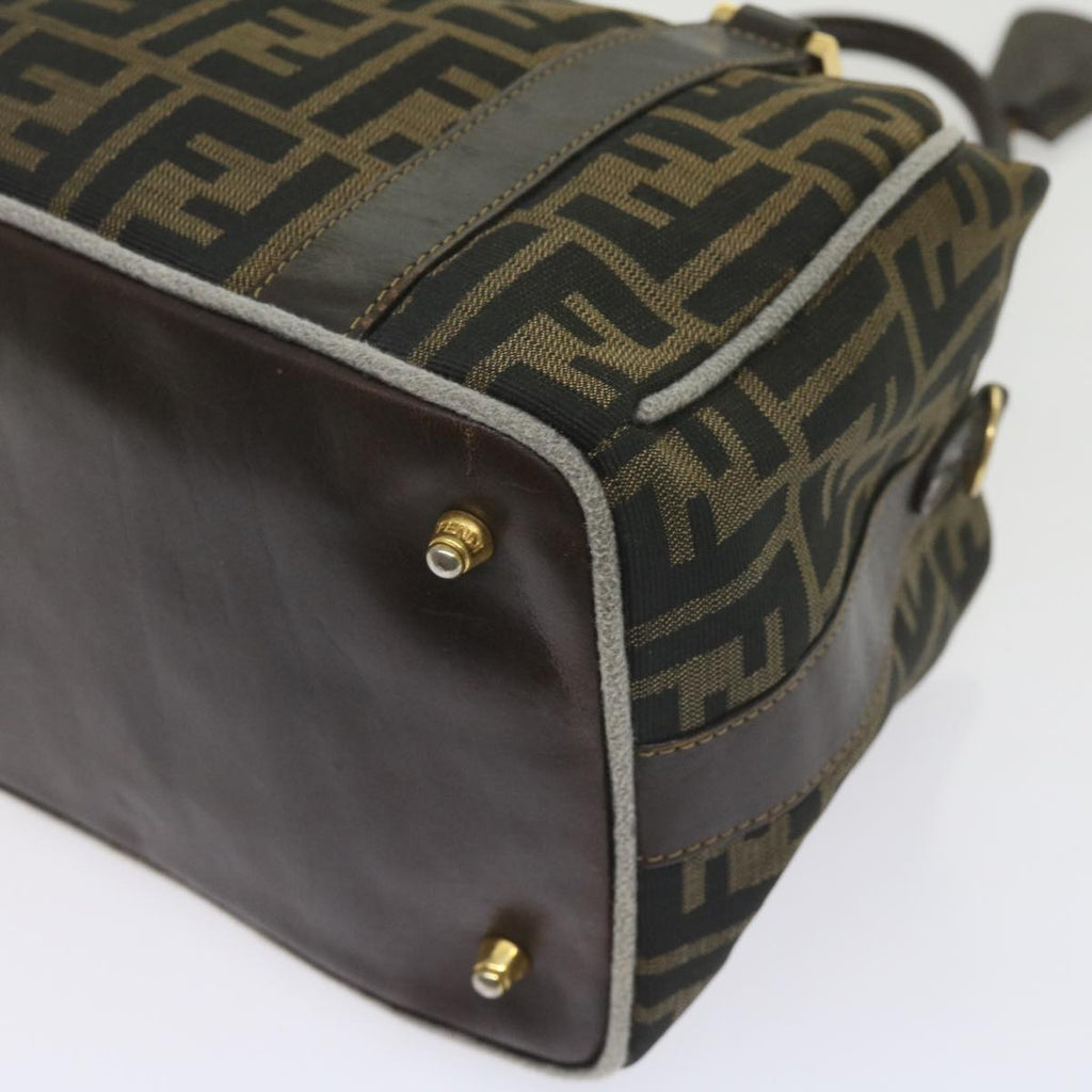 FENDI Zucca Canvas Hand Bag Black Brownbs10443