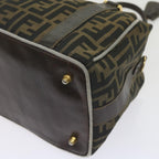 FENDI Zucca Canvas Hand Bag Black Brownbs10443