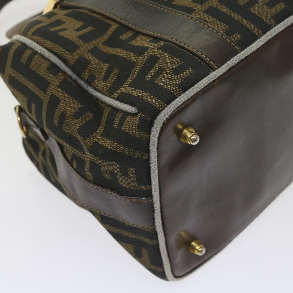 FENDI Zucca Canvas Hand Bag Black Brownbs10443