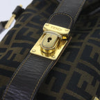 FENDI Zucca Canvas Hand Bag Black Brownbs10443
