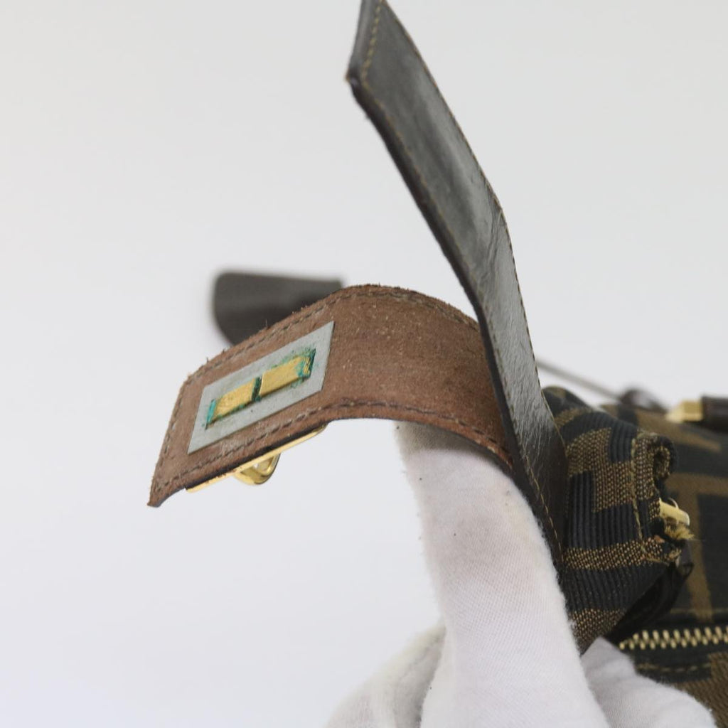 FENDI Zucca Canvas Hand Bag Black Brownbs10443