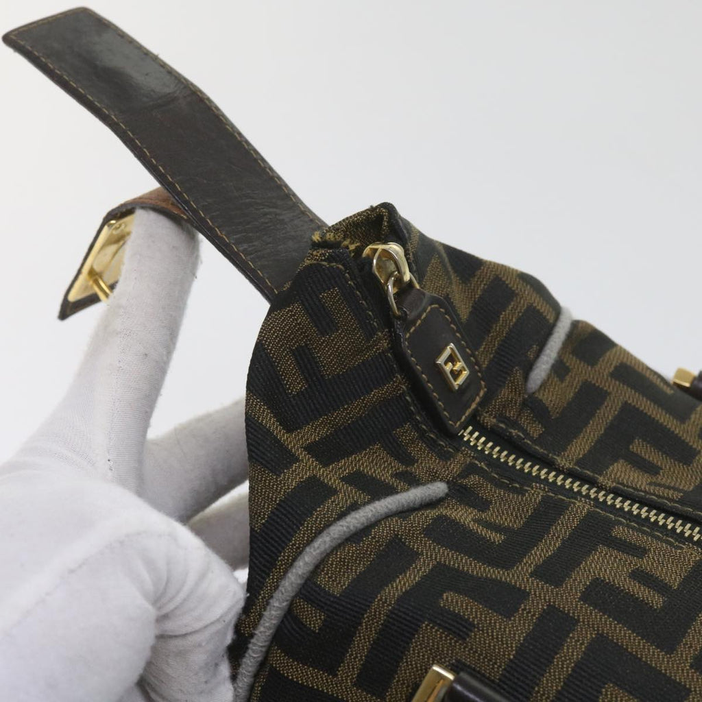FENDI Zucca Canvas Hand Bag Black Brownbs10443