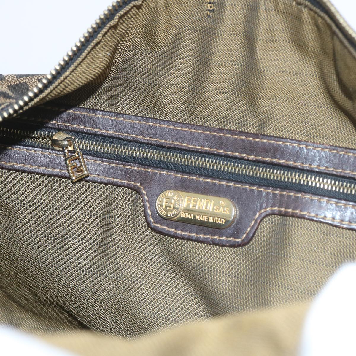 FENDI Zucca Canvas Hand Bag Black Brownbs10443