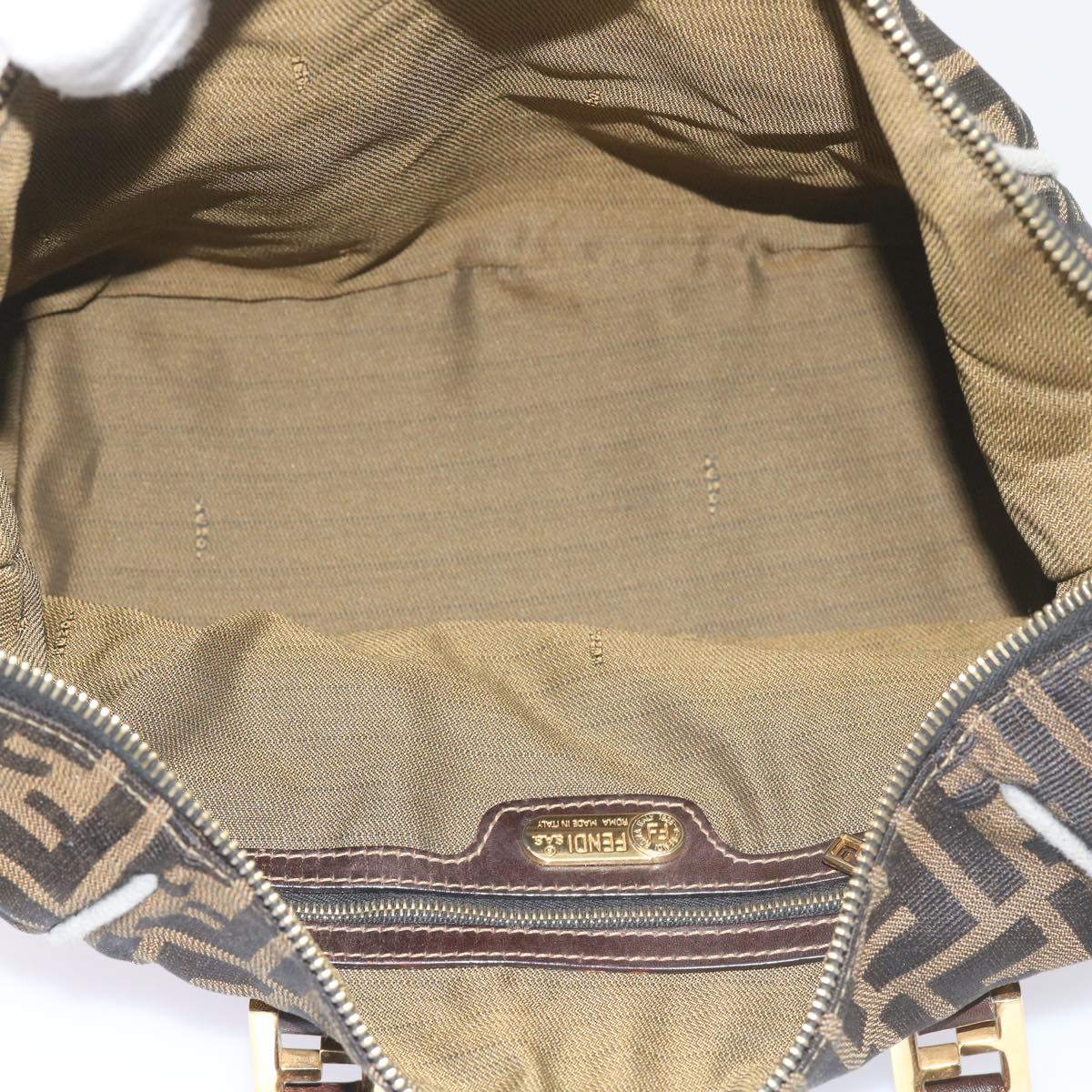 FENDI Zucca Canvas Hand Bag Black Brownbs10443