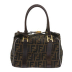 FENDI Zucca Canvas Hand Bag Black Brownbs10443