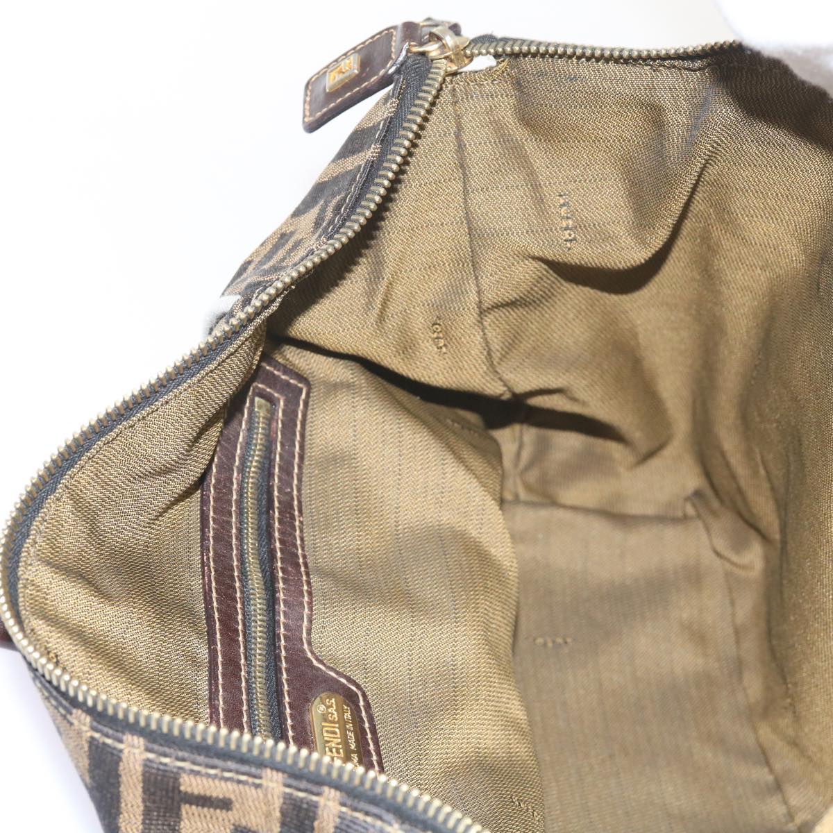 FENDI Zucca Canvas Hand Bag Black Brownbs10443