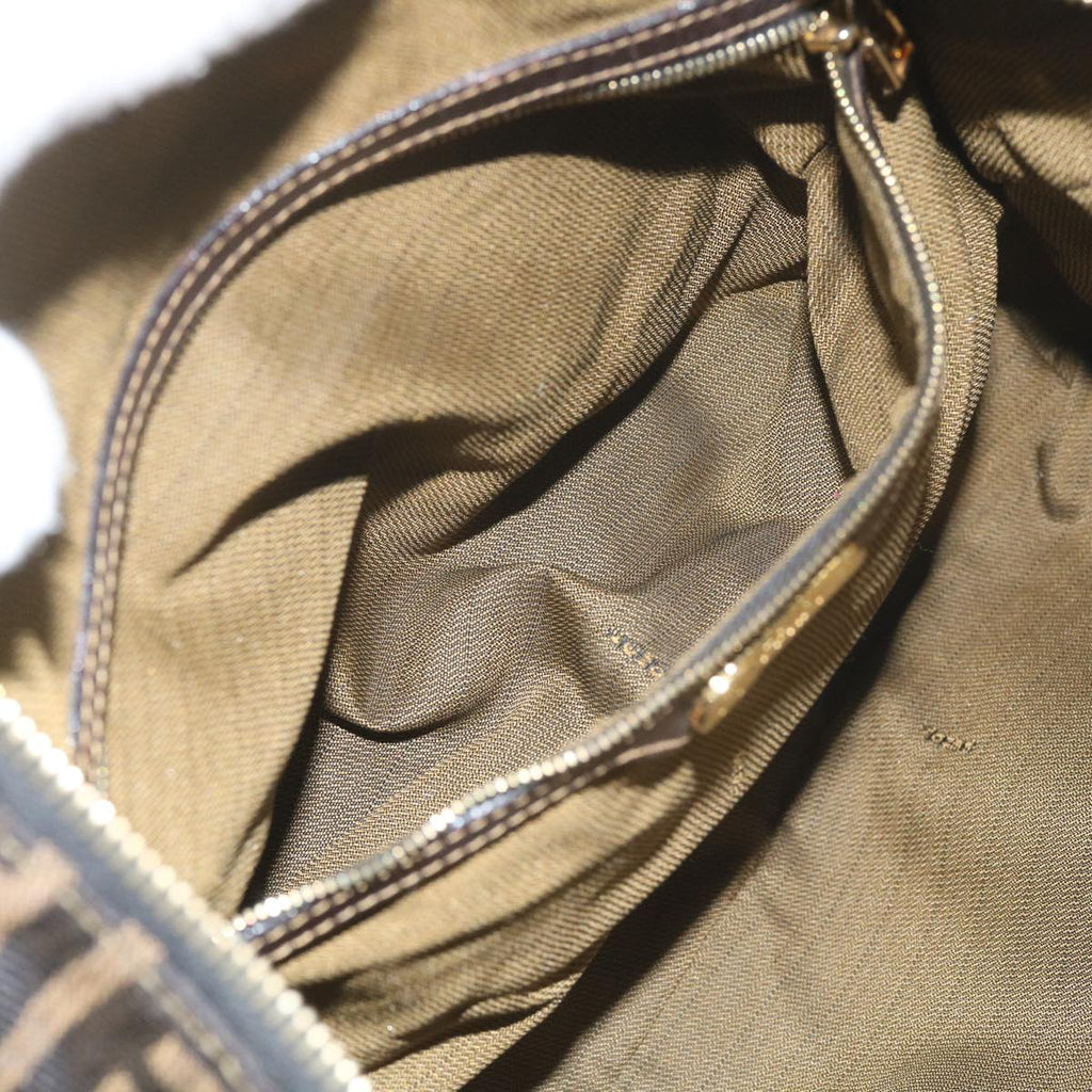 FENDI Zucca Canvas Hand Bag Black Brownbs10443