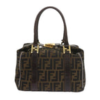 FENDI Zucca Canvas Hand Bag Black Brownbs10443