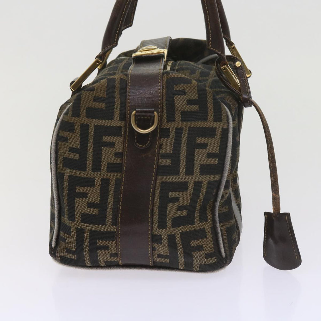 FENDI Zucca Canvas Hand Bag Black Brownbs10443