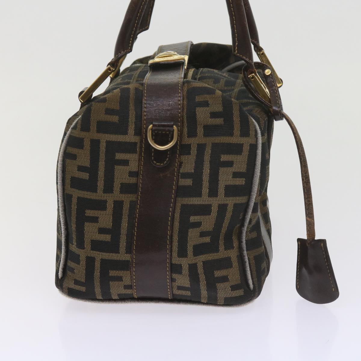 FENDI Zucca Canvas Hand Bag Black Brownbs10443