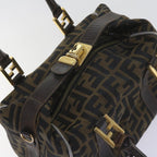 FENDI Zucca Canvas Hand Bag Black Brownbs10443