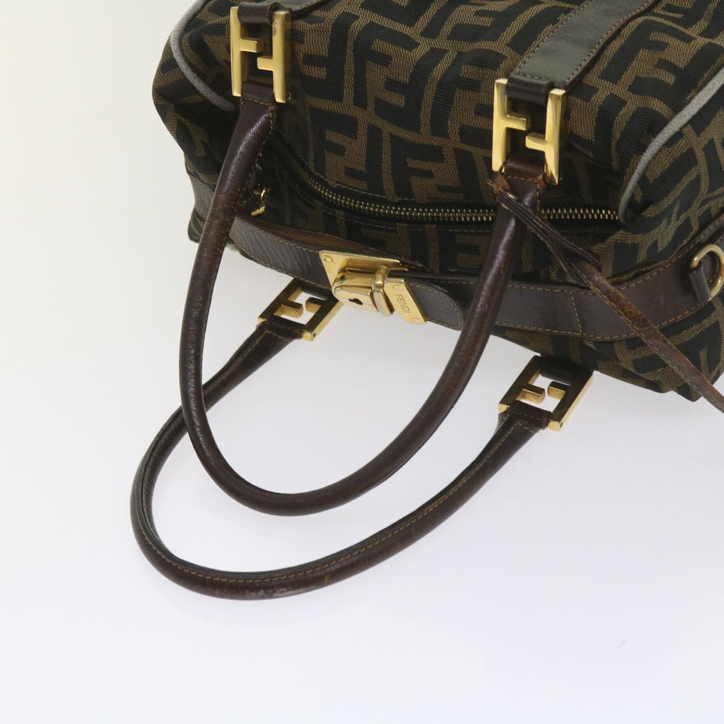FENDI Zucca Canvas Hand Bag Black Brownbs10443