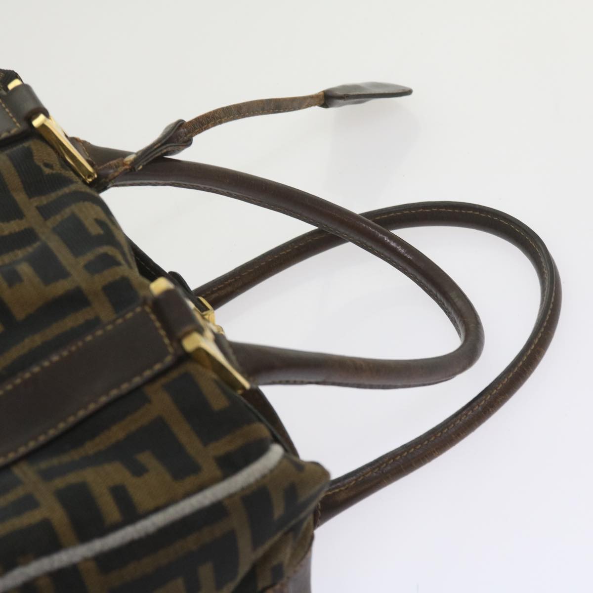 FENDI Zucca Canvas Hand Bag Black Brownbs10443