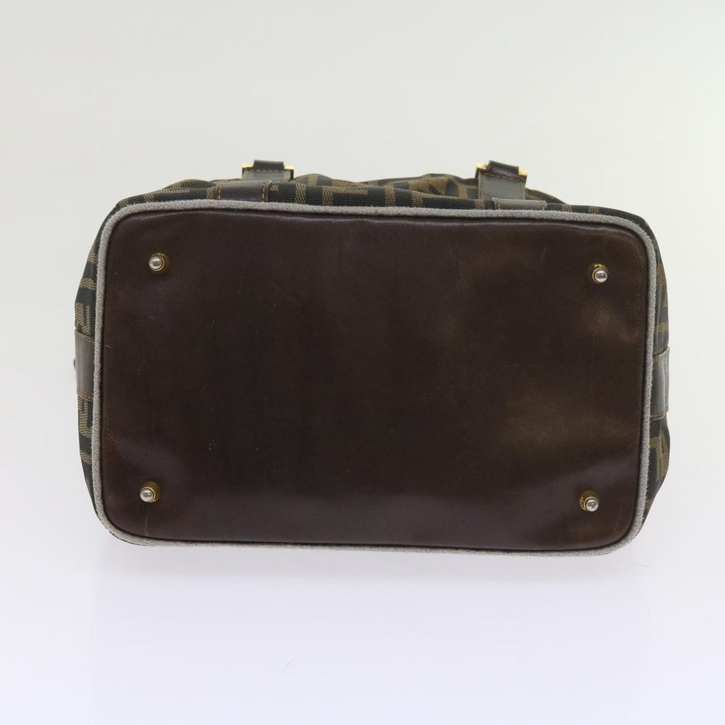 FENDI Zucca Canvas Hand Bag Black Brownbs10443