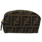 FENDI Zucca Canvas Pouch Black Brownbs10444