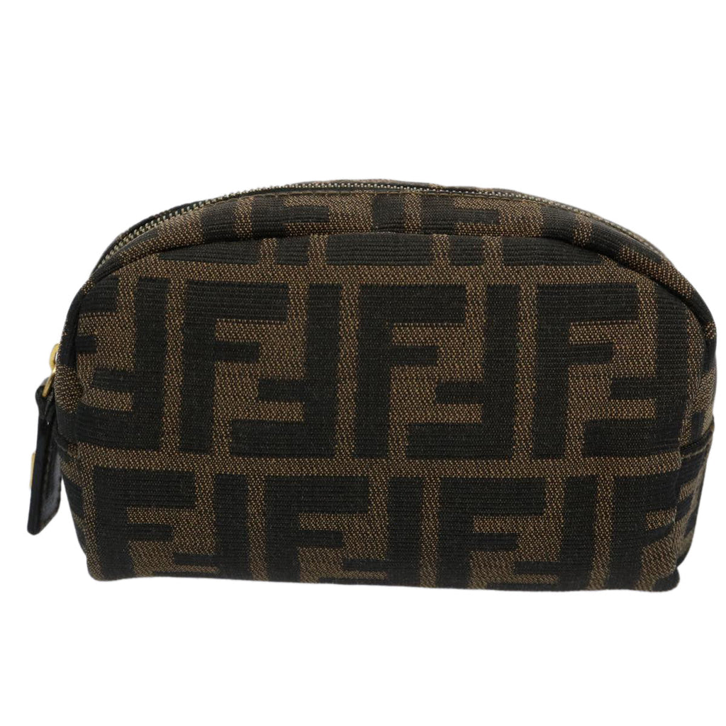 FENDI Zucca Canvas Pouch Black Brownbs10444
