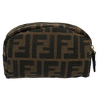 FENDI Zucca Canvas Pouch Black Brownbs10444