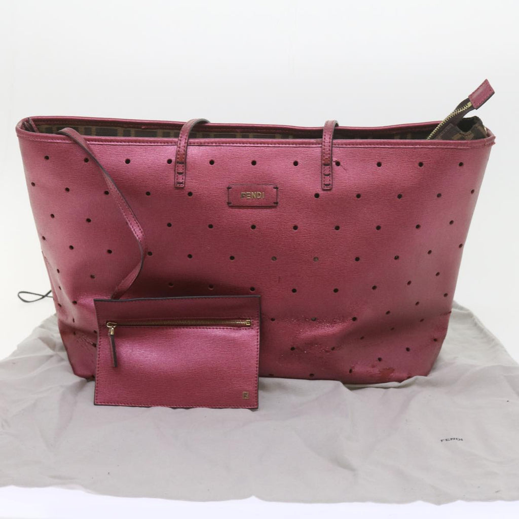 FENDI Tote Bag PVC Leather Pinkbs10480
