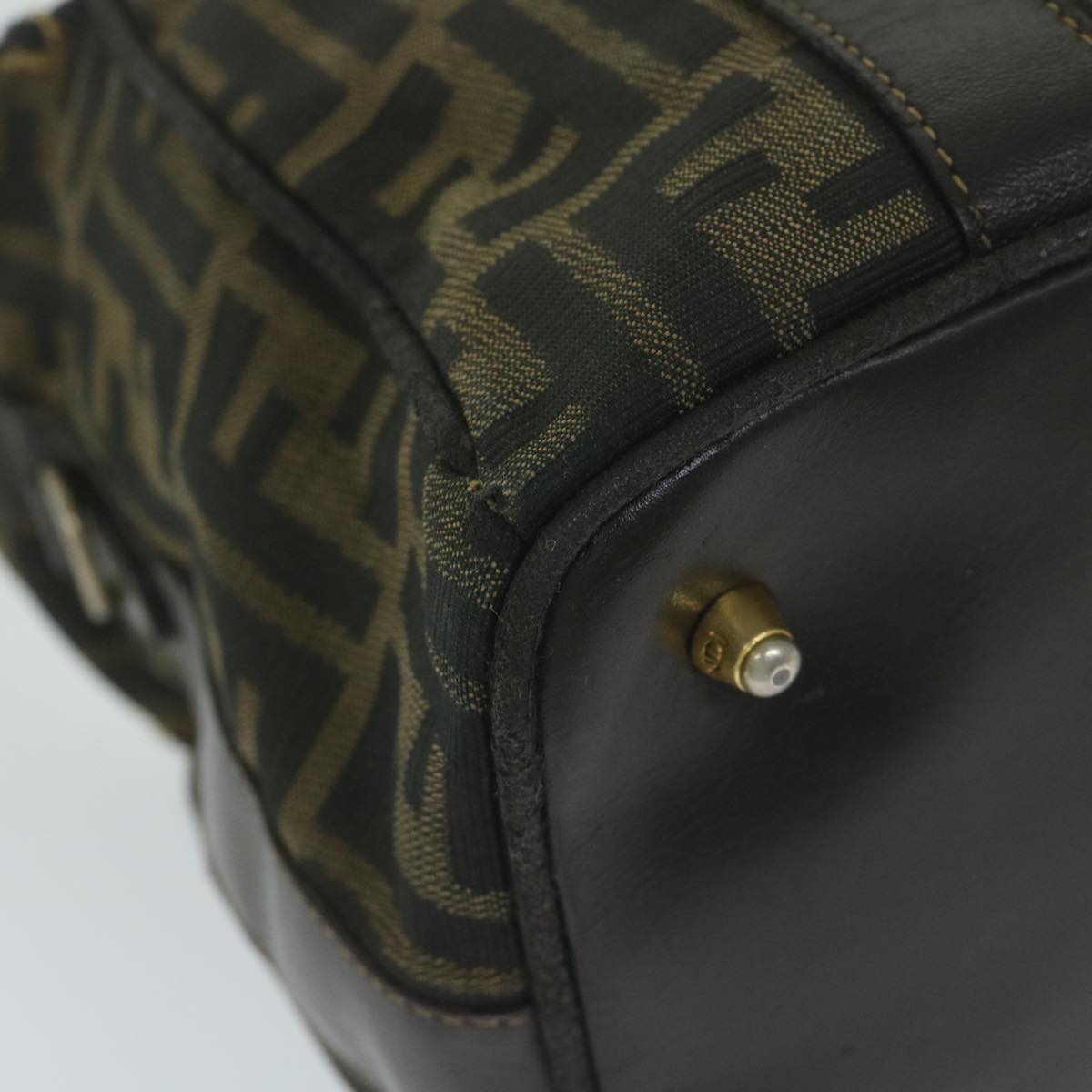 FENDI Zucca Canvas Hand Bag Black Brownbs10526