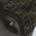 FENDI Zucca Canvas Hand Bag Black Brownbs10526