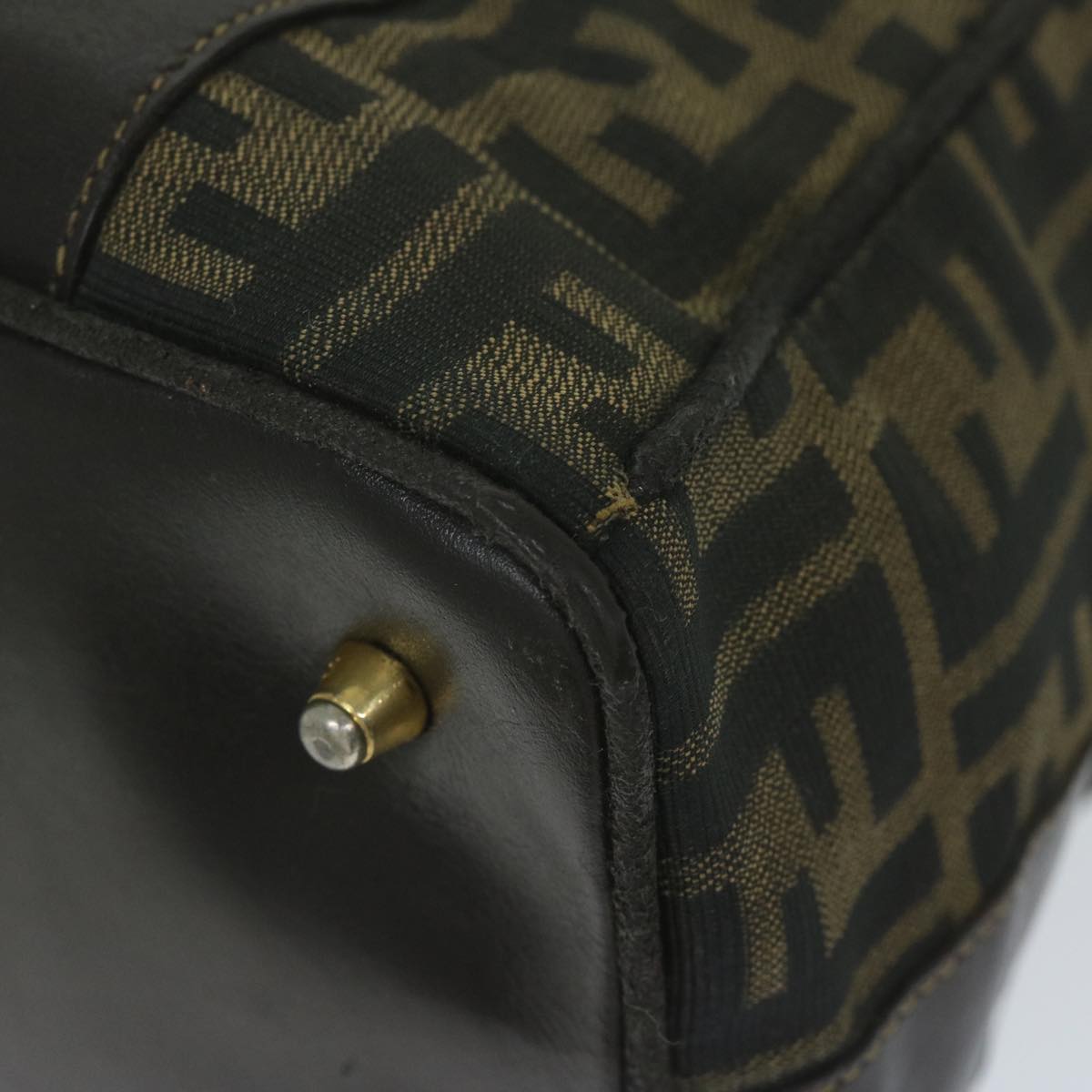 FENDI Zucca Canvas Hand Bag Black Brownbs10526