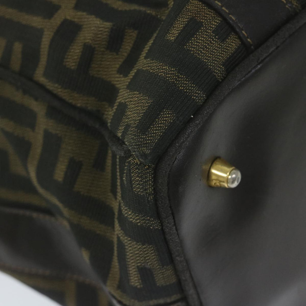 FENDI Zucca Canvas Hand Bag Black Brownbs10526