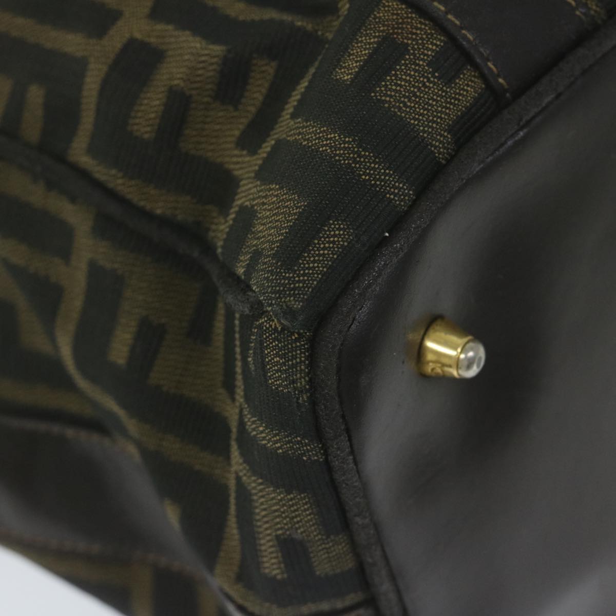 FENDI Zucca Canvas Hand Bag Black Brownbs10526