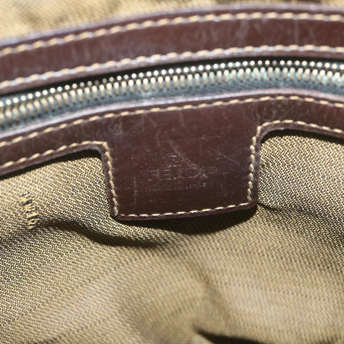 FENDI Zucca Canvas Hand Bag Black Brownbs10526