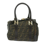 FENDI Zucca Canvas Hand Bag Black Brownbs10526