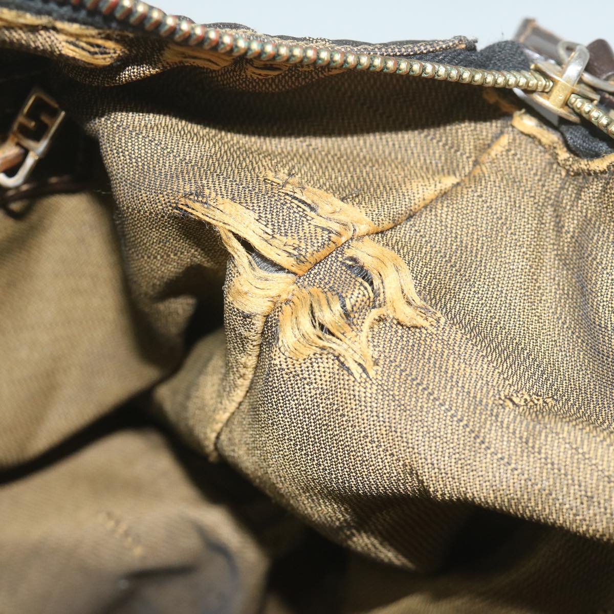 FENDI Zucca Canvas Hand Bag Black Brownbs10526