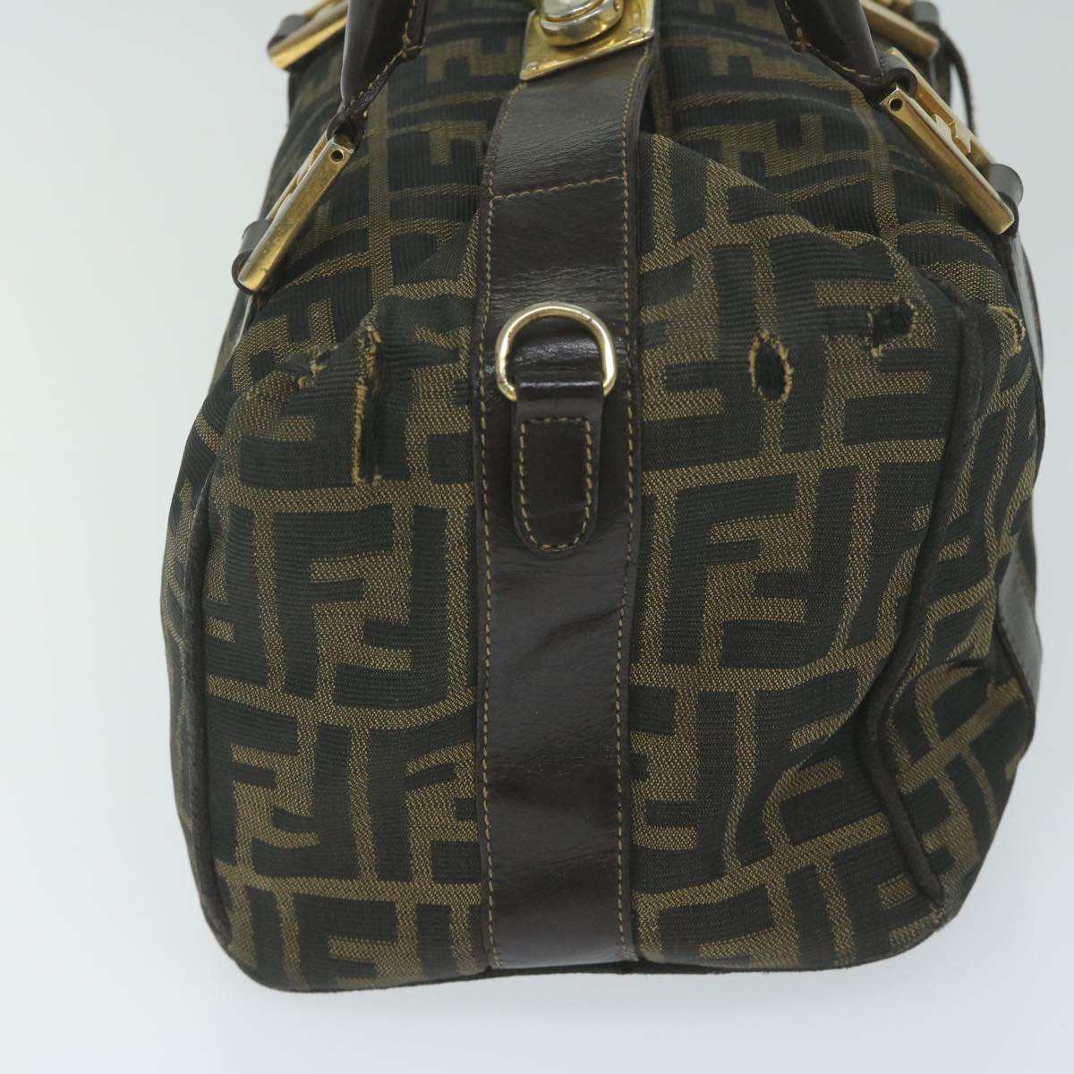 FENDI Zucca Canvas Hand Bag Black Brownbs10526