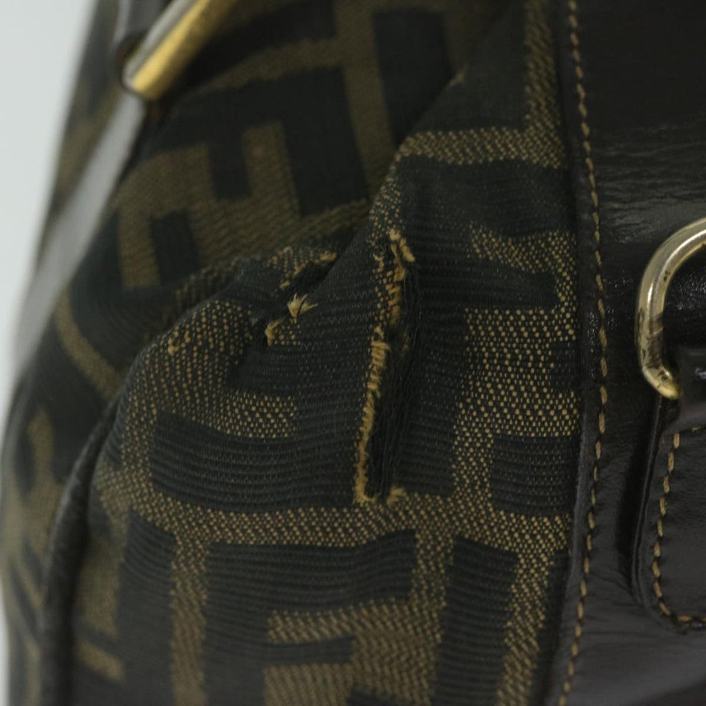 FENDI Zucca Canvas Hand Bag Black Brownbs10526