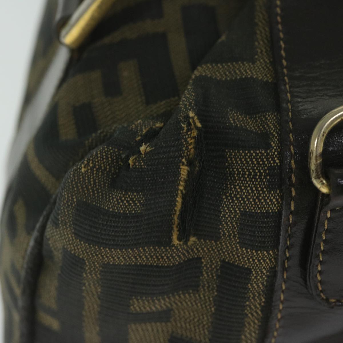 FENDI Zucca Canvas Hand Bag Black Brownbs10526