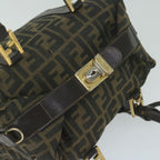 FENDI Zucca Canvas Hand Bag Black Brownbs10526