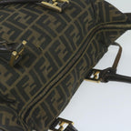 FENDI Zucca Canvas Hand Bag Black Brownbs10526