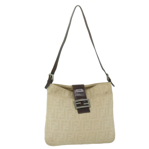 FENDI Zucca Canvas Mamma Baguette Shoulder Bag Beige 2348 26727 008bs10534