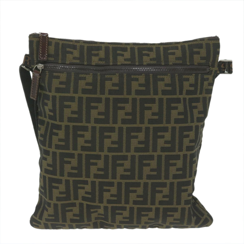 FENDI Zucca Canvas Shoulder Bag Black Brown 2119 26715 008bs10539