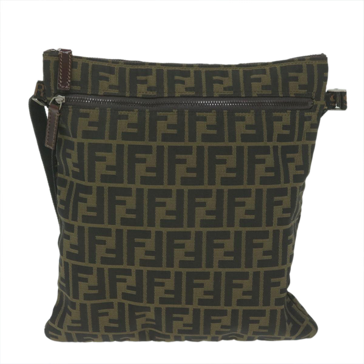 FENDI Zucca Canvas Shoulder Bag Black Brown 2119 26715 008bs10539