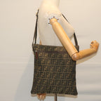 FENDI Zucca Canvas Shoulder Bag Black Brown 2119 26715 008bs10539