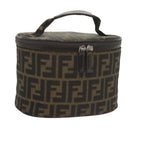 FENDI Zucca Canvas Vanity Cosmetic Pouch Black Brownbs10541