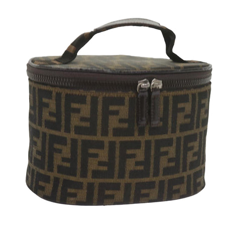 FENDI Zucca Canvas Vanity Cosmetic Pouch Black Brownbs10541