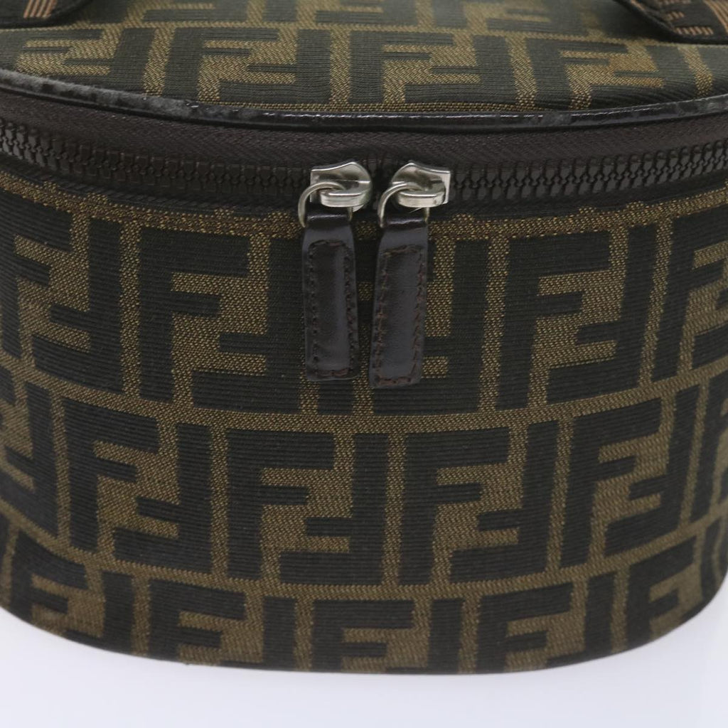 FENDI Zucca Canvas Vanity Cosmetic Pouch Black Brownbs10541