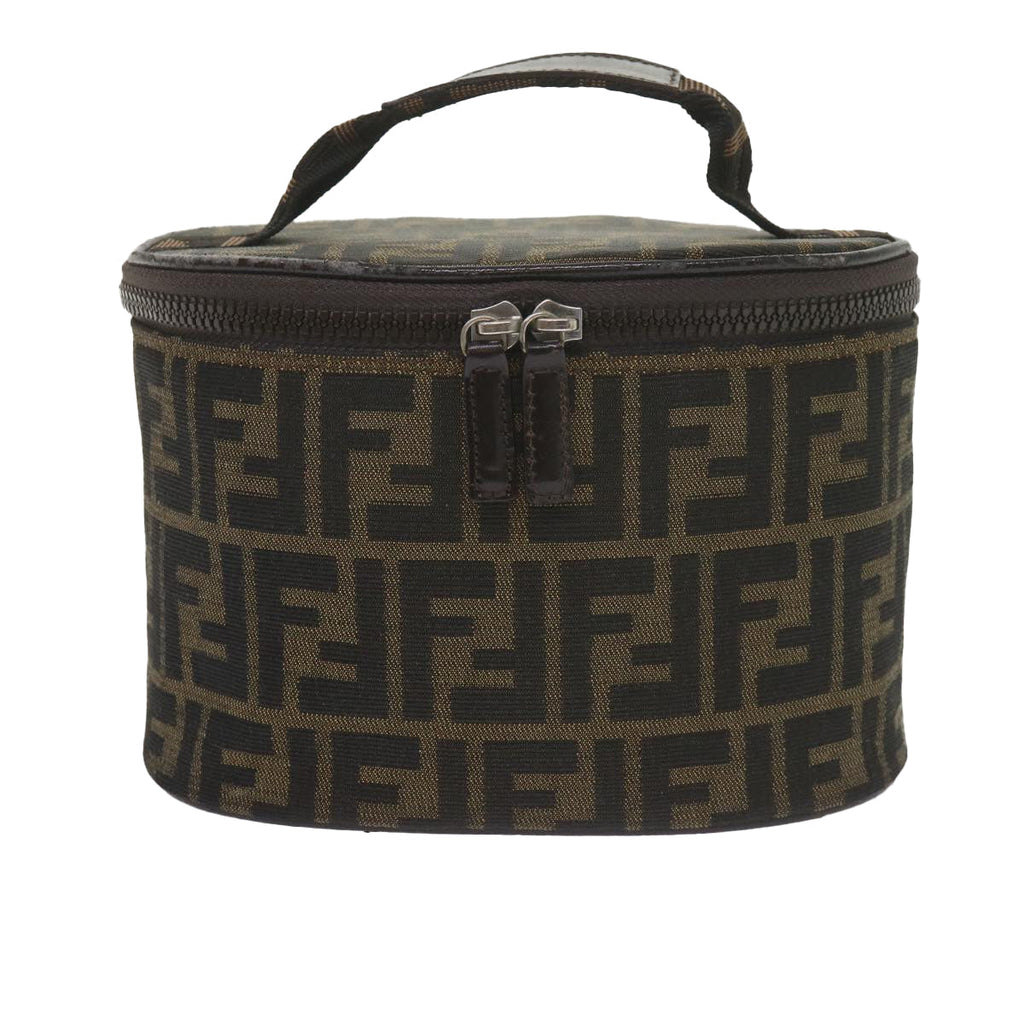 FENDI Zucca Canvas Vanity Cosmetic Pouch Black Brownbs10541